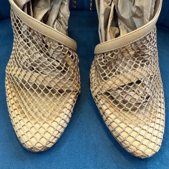 Bottega Veneta Mesh Chain Heels Size 40 Nude Gold Designer Luxury Made in Italy - Picture 2 of 11